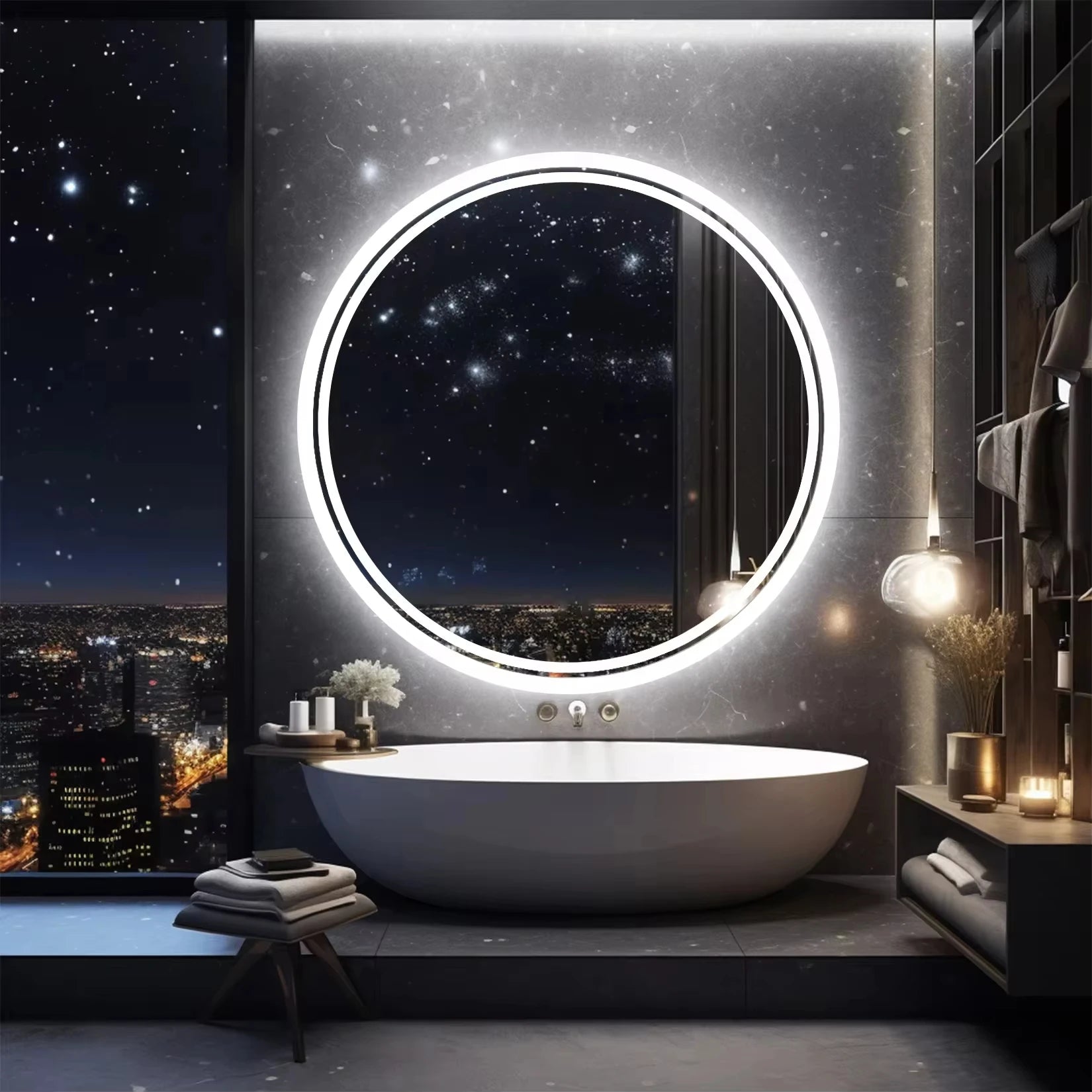 AuraLuxe™ – Specchio Smart LED HD Tondo per Bagno