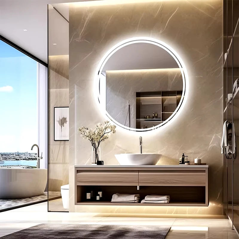 AuraLuxe™ – Specchio Smart LED HD Tondo per Bagno